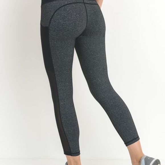 High Waist Full Leggings Feature Block Mesh Panel! - Picture 2 of 6